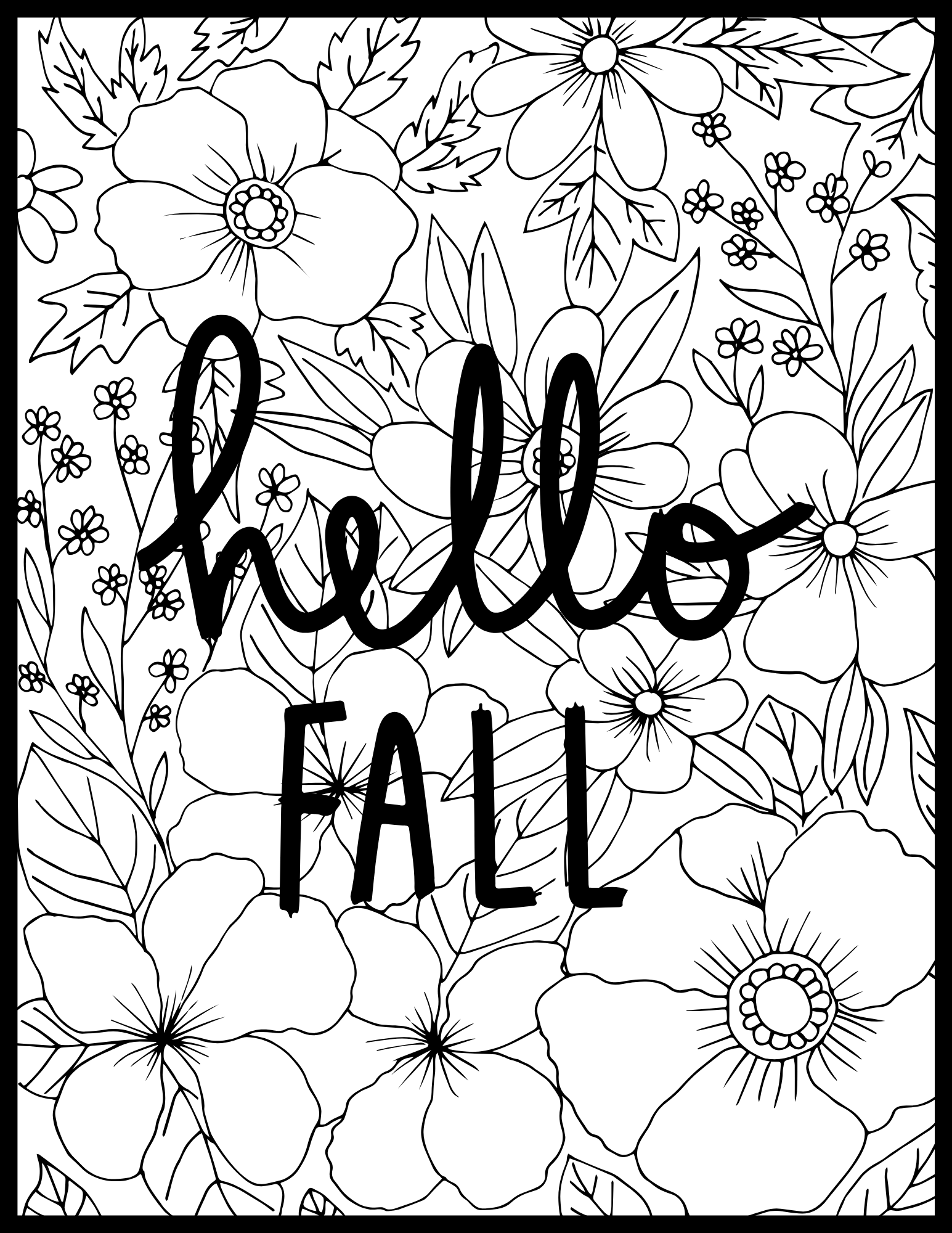 Hello Fall printable coloring page