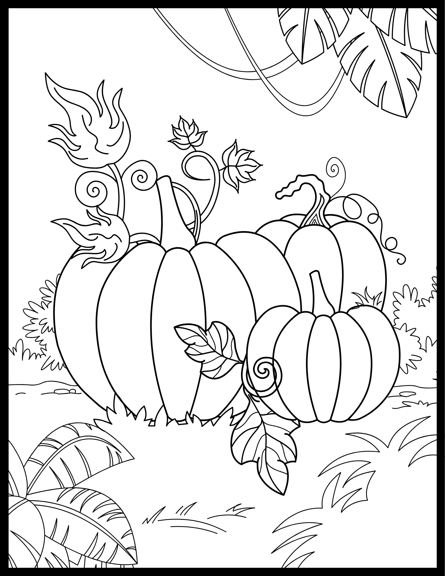 Pumpkin Patch Vines printable coloring page