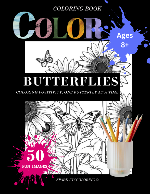 COLOR: Butterflies coloring book cover